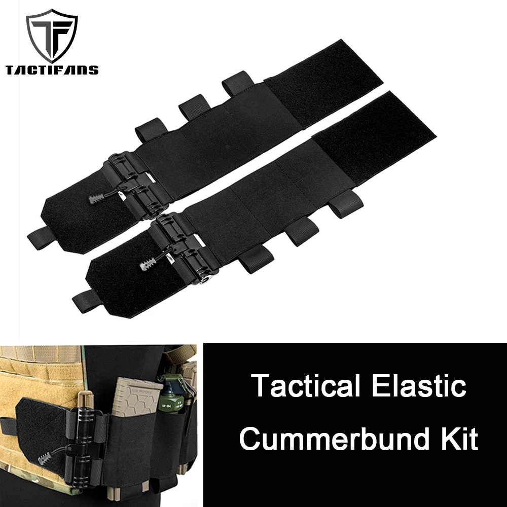 Tactical Quick Release Buckle Cummerbund Kit With Elastic Triple Magazine Pouch For FCSK Plate Carrier Combat Vest Nylon