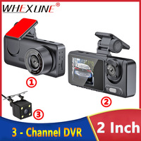 3 Cameras Lens Car DVR 3-Channel Dash Cam HD 1080P Dash Camera Dual Lens Dashcam Video Recorder Black Box 24H Parking Monitoring