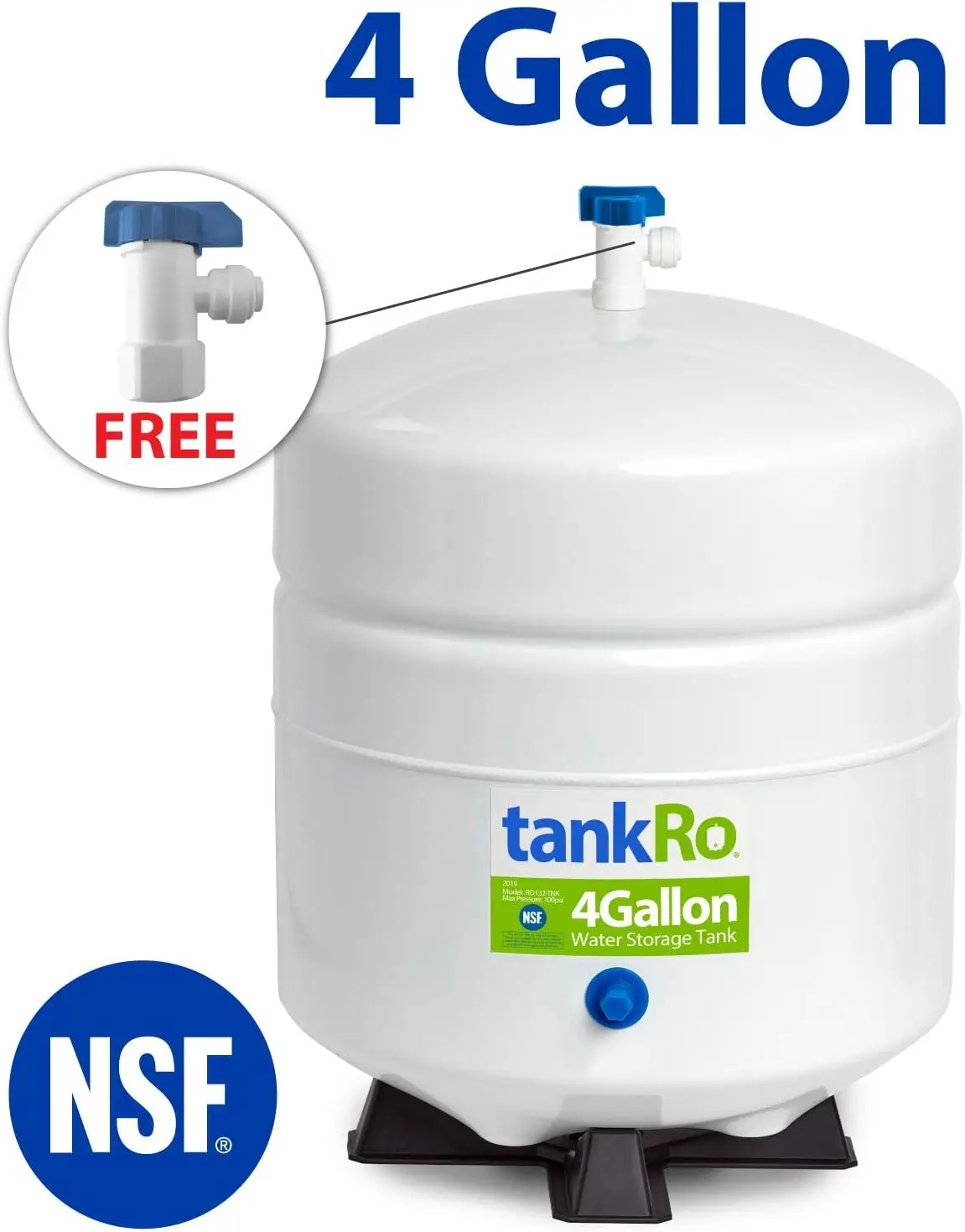 RO132-TNK RO Water Filtration System Expansion Tank 4 Gallon Capacity – Compact Reverse Osmosis Water Storage Pressure Tank