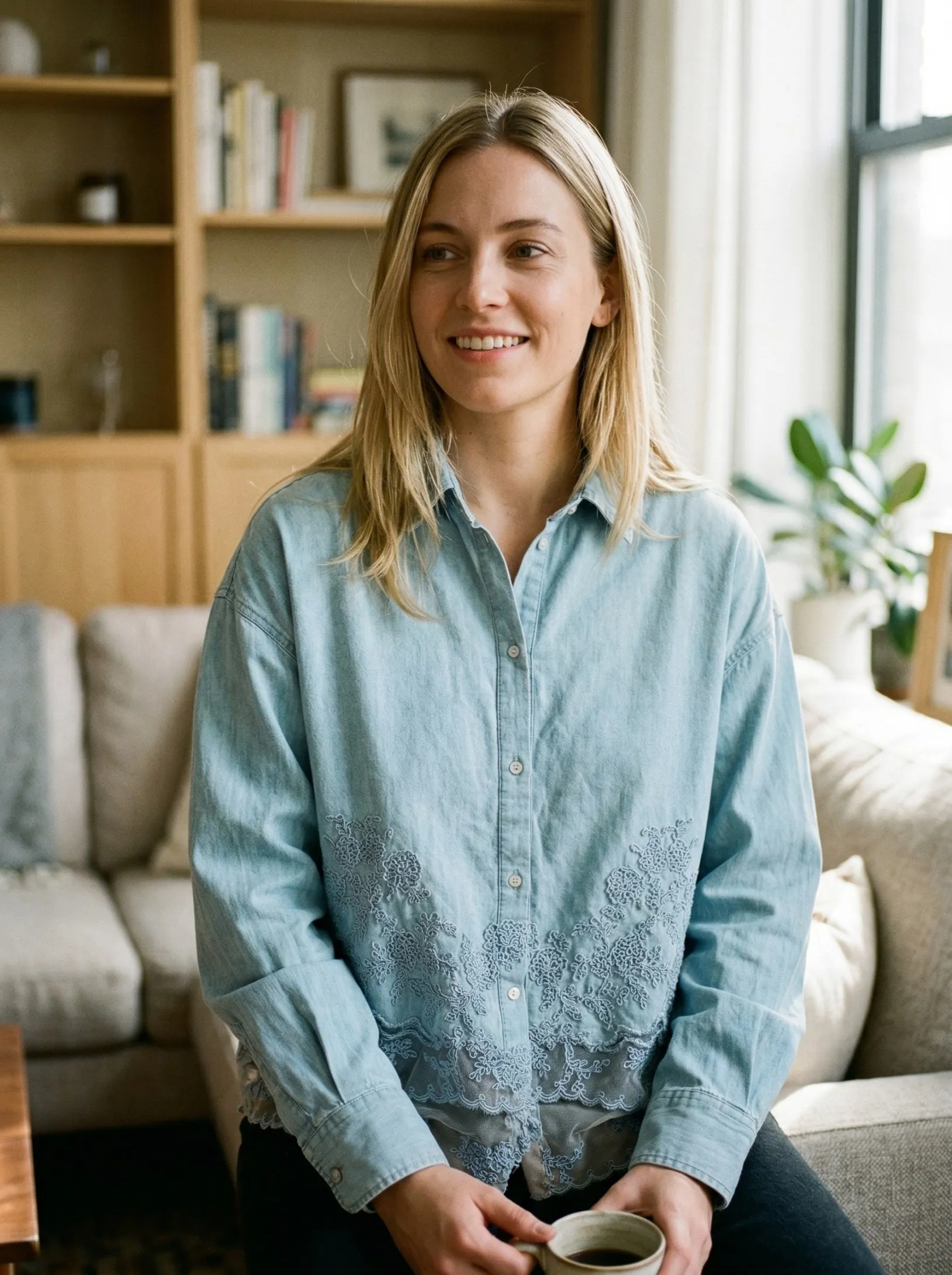 Women Stylish Button Down Shirt Long Sleeve Blouse for Daily Wear Elegant and Comfortable Ladies Trendy Button Down BB1834