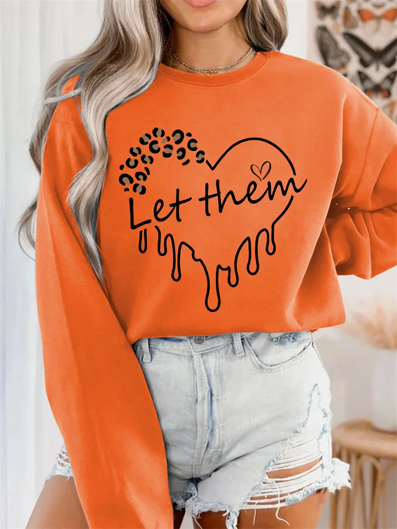 new winter cotton women's wear let them love leopard print retro sports pullover casual hoodie