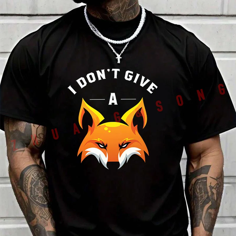 

2026 Men T-Shirt Fox I Dont Give A Fox TShirt Vintage Clothes Plain Mens Funny T Shirts Casual Clothing Harajuku
