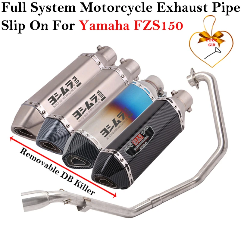 Slip On For Yamaha FZS150 FZS 150 Motorcycle Exhaust Modified Front Middle Link Pipe Escape Full Systems Muffler DB Killer