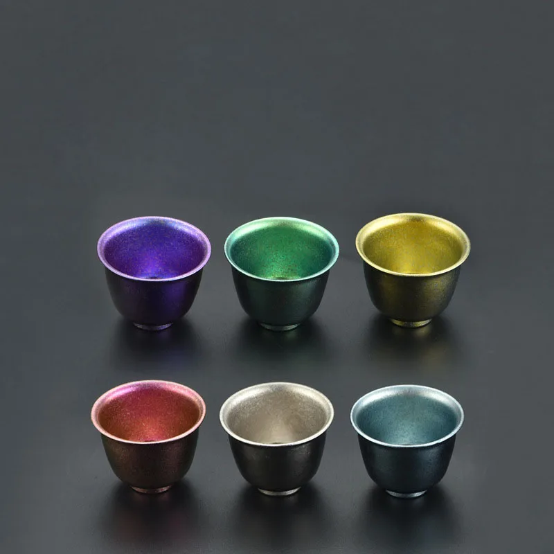 

Titanium Cup Pure Titanium Tea Set Outdoor Camping Double Rainbow Titanium Cup Household Water Cup Picnic Kitchen Gear Gift New