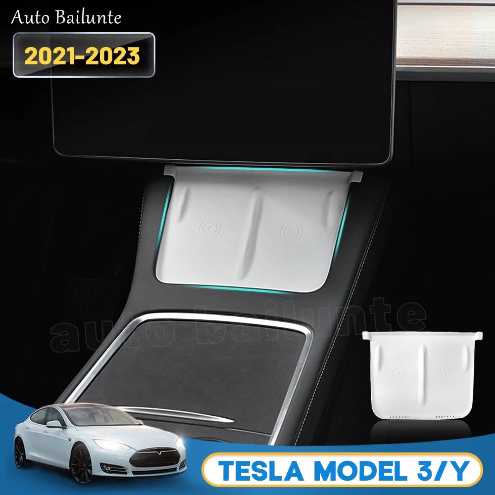 

For Tesla Model 3 Model Y Type Wireless Charger Anti-Slip Mat Car Phone Charging Anti-Slip Mat Anti-Slip Mat Black/White