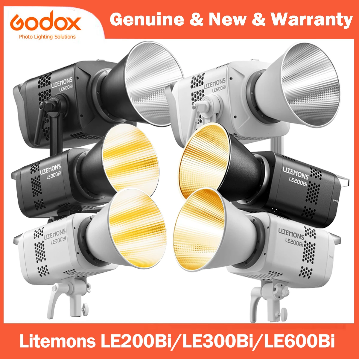 Godox Litemons LE200Bi/LE300Bi/LE600Bi Luz LED bicolor Control de aplicación de brillo incomparable con soporte Bowens para disparar