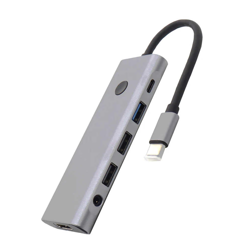 

Концентратор типа C USB 3.0 Hub t9-In-1 o HDMI 4K 60 Гц Док-станция Разветвитель USB-A PD 100 Вт Адаптер SD TF 3,5 мм