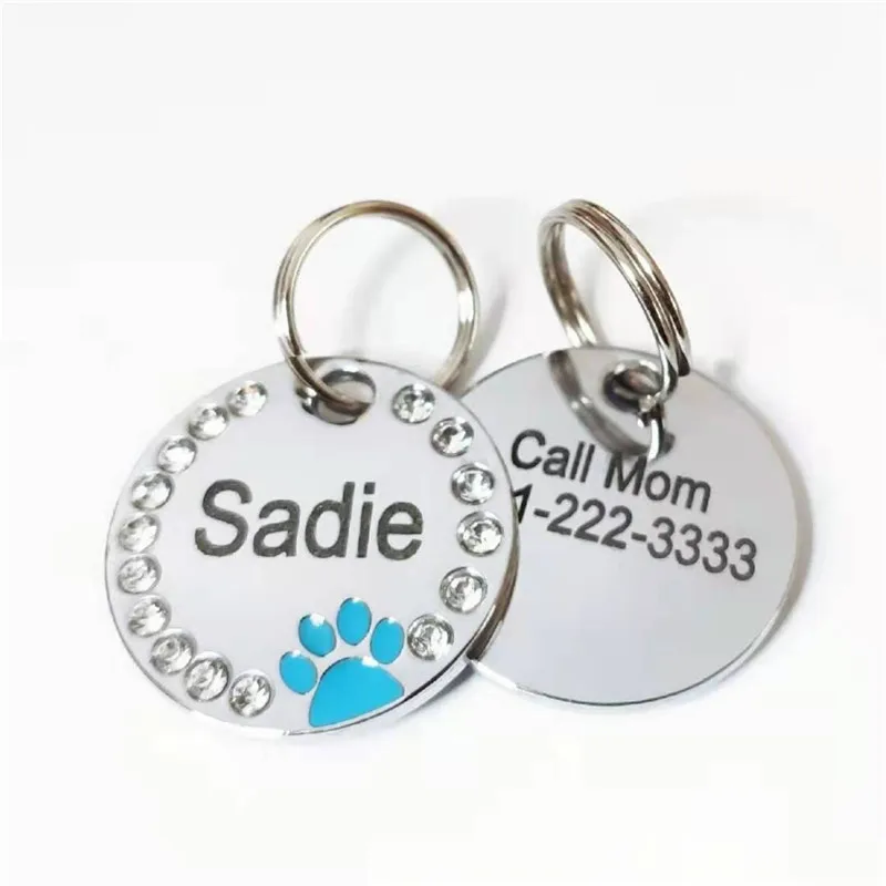 Etiqueta de identificación personalizada para perros y gatos, accesorios de Collar para mascotas, grabado personalizado, nombre de dirección