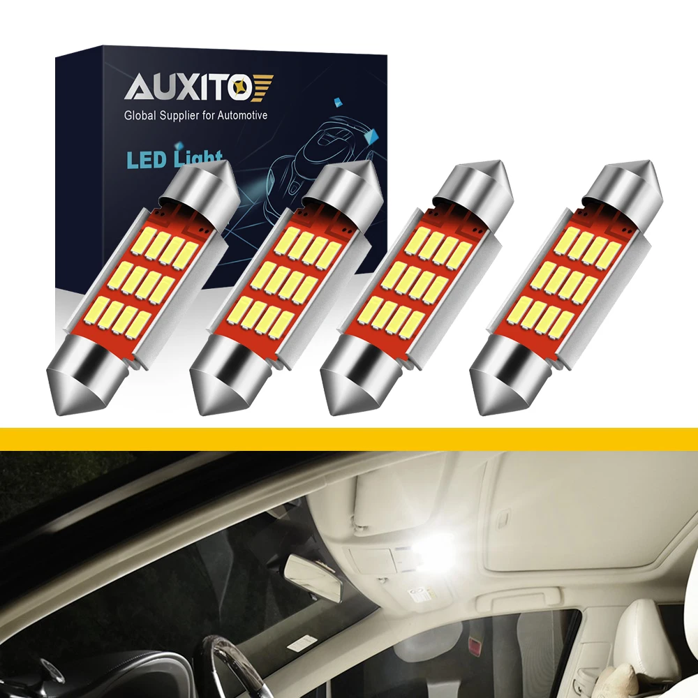 AUXITO 4Pcs C5W LED 31mm Festoon 36mm LED Bulb Canbus Car Interior Lights Dome Glove Box Trunk License Plate Light White 6000K