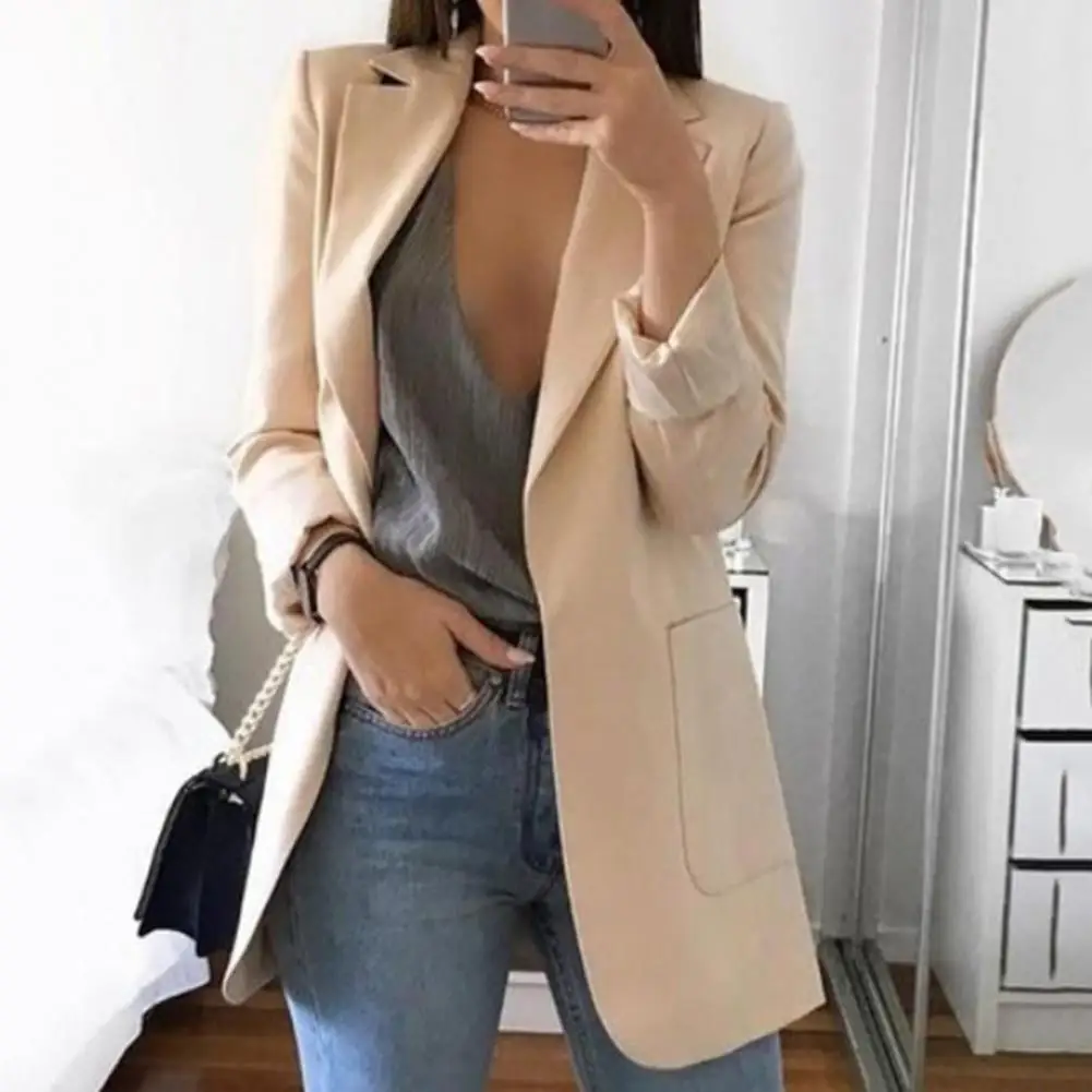 Jacket Blazer  Long Sleeve   Autumn Blazer Women Open Front Casual Jacket Blazer