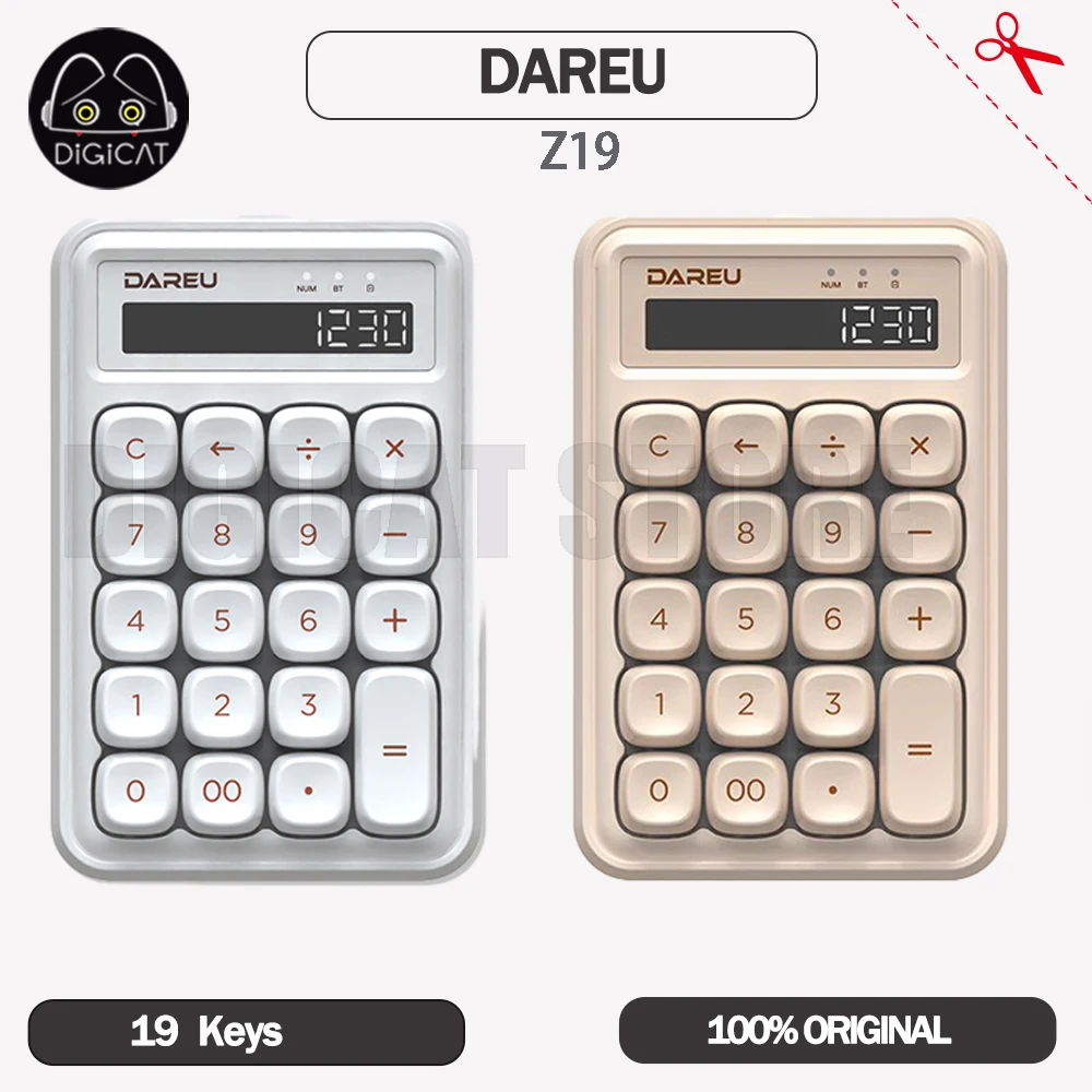 Dareu Z19 Mini Number Keypad 2 Mode Wired Bluetooth Wireless Calculators 19Keys Mechanical Keypad 2 In 1 Accessory PC For Office