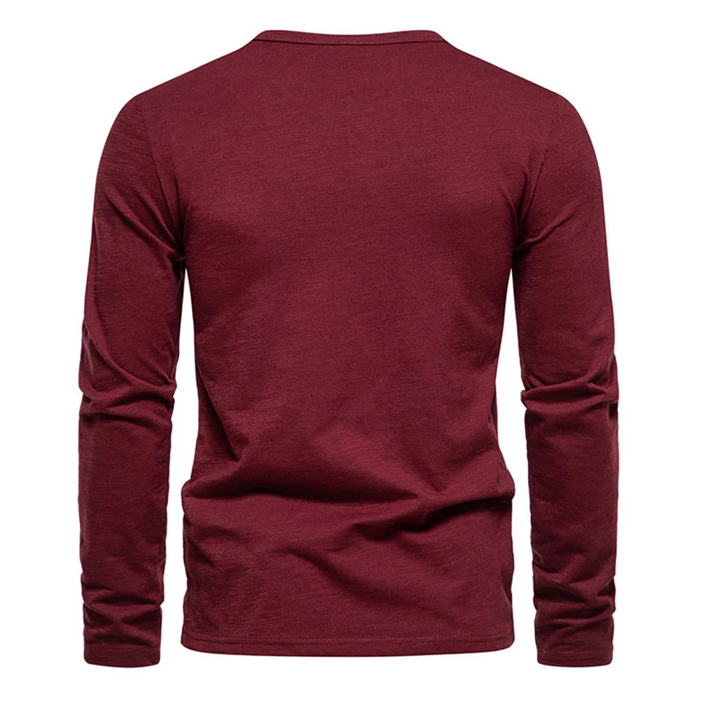 Mens Autumn High Quality Cotton Pullover Slim Fit Casual Long Sleeves Shirt Breathable Outdoor T Shirts Top Sport Shirts