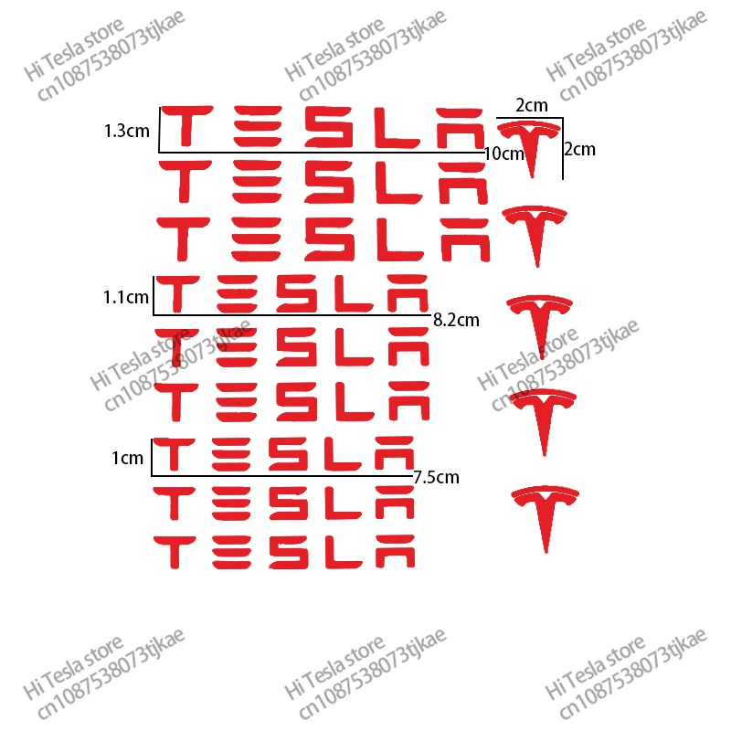 9PCS Car Brake Caliper Sticker Heat Resistant Decal Decoration PVC Sticker Decal  For Tesla Model 3 X S Y P100D Auto Accessories