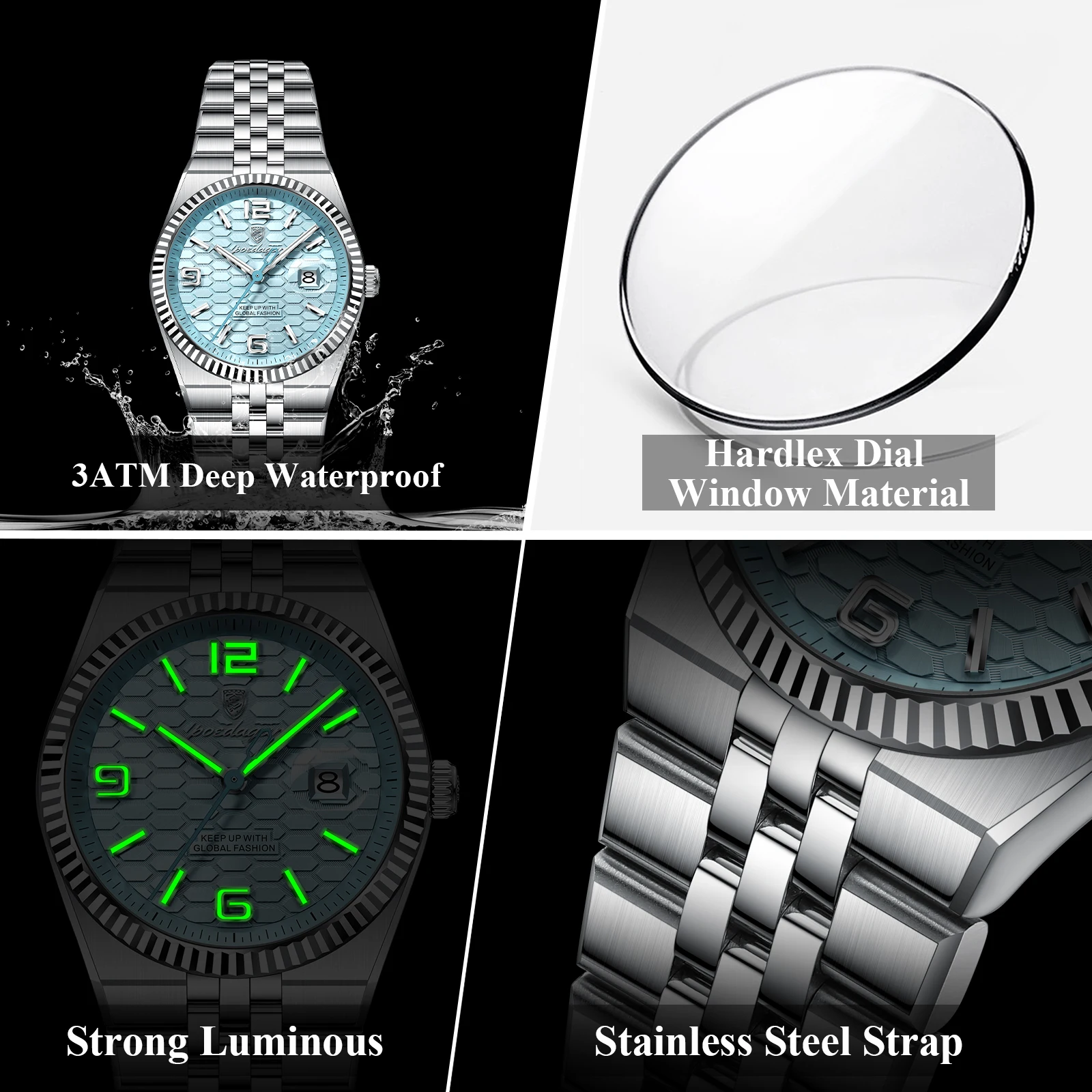 POEDAGAR Top Quartz Women's Watches Luxury Stainless Steel Date Woman Clock Luminous Waterproof Fashion Ladies Wristwatch Reloj view 4