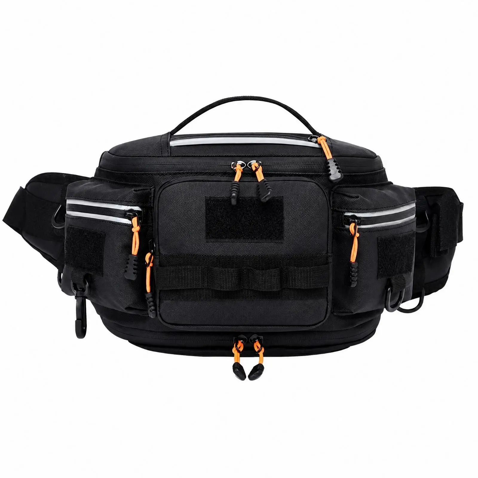 Portable Outdoor Chest Bag with Top Handle and Webbing Details Reflective Accents for Biking Motorcycle Hiking Travel