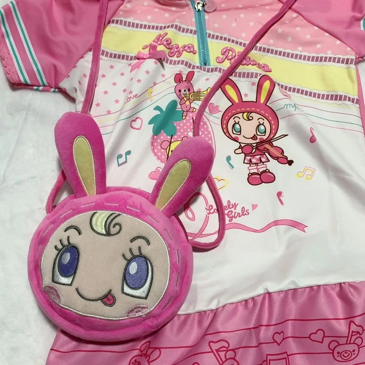 Japanese Cartoon Mp Sweet Pink Plush Shoulder Bag Cute Core Daughter Clothing Y2k Accessories Casual All MatchCrossbody Bag
