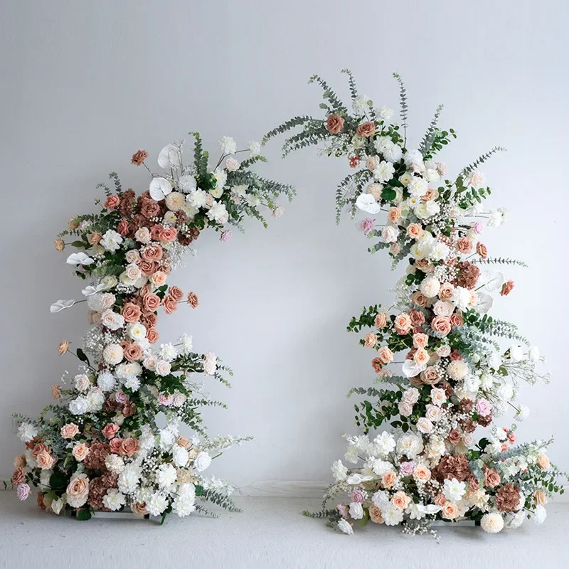 European wedding decoration brown horn floral arch, proposal ceremony arrangement flowers