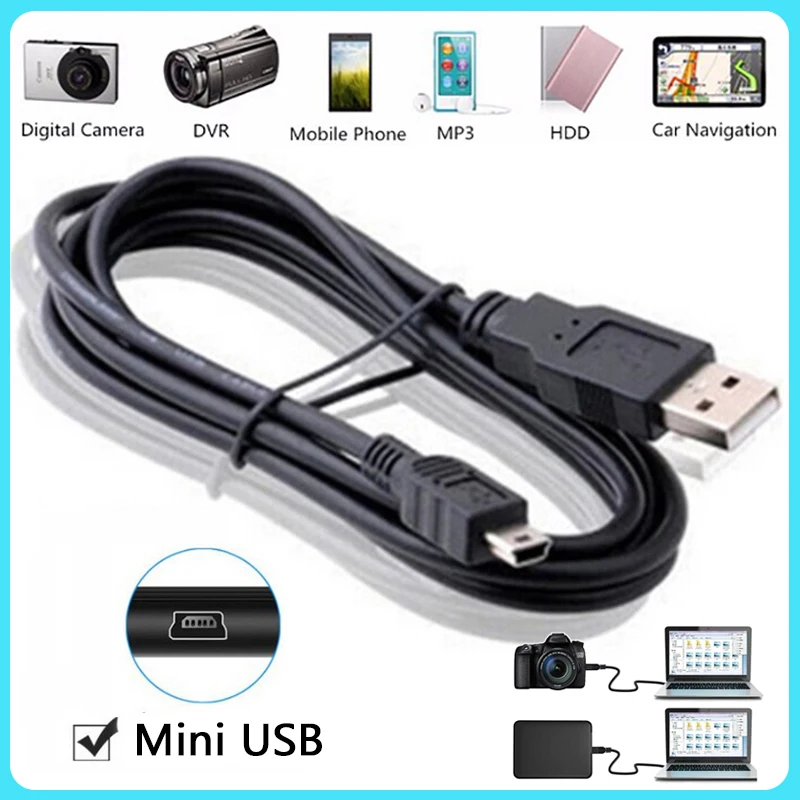 Kabel Data USB Mini, 0.5M 1M 1.5M 2M 3M kabel Data USB Mini 480Mbps 5 Pin B untuk kamera/Ponsel/Mp3/Mp4