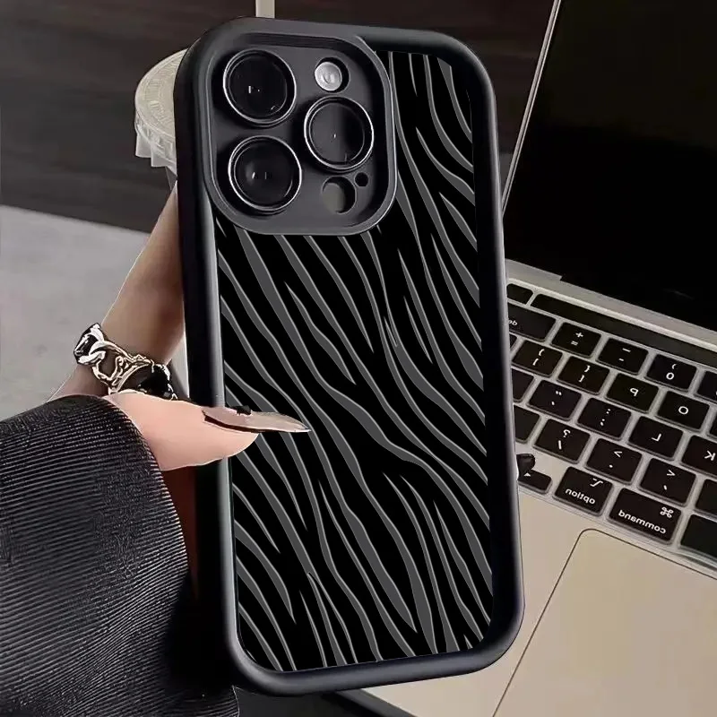 Zebra Striped Pattern Silicone Case For Xiaomi Redmi 12C 13C 4G Note 12 13 11 Pro Plus 5G Cases Redmi Note 12S 10 11S 10S Cover