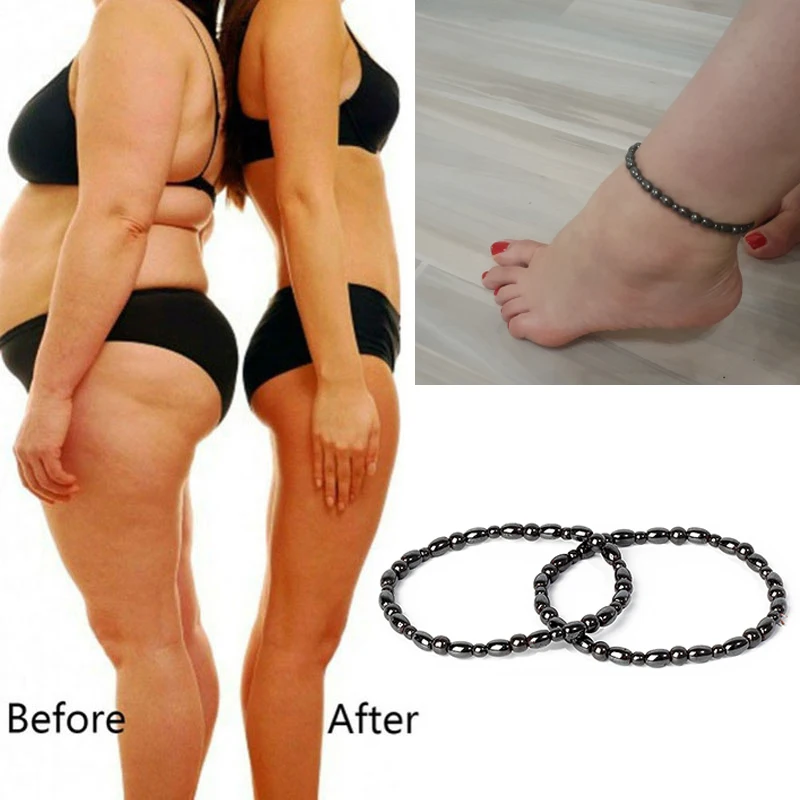 الشحن المباشر فقدان الوزن خلخال أزياء فتاة النساء الرجال سحر الهيماتيت المغناطيسي الخلخال الطبيعي الأسود الرعاية الصحية مجوهرات هدية