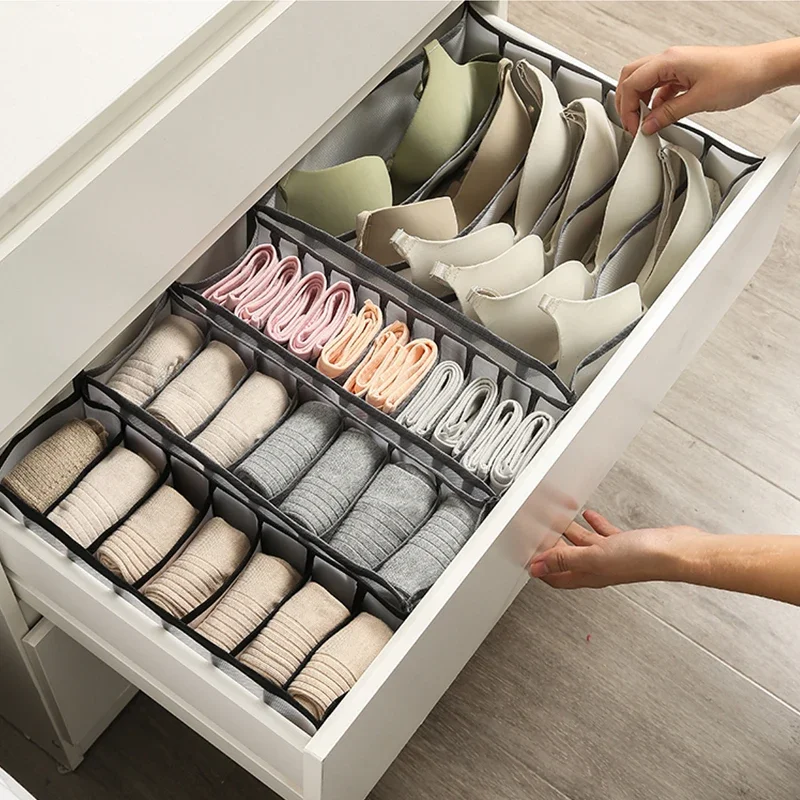 2/3PCs Underwear Drawer Organizer Storage Box Foldable Closet Organizers Drawer Divider Storage Boxes for Underpants Socks Bra