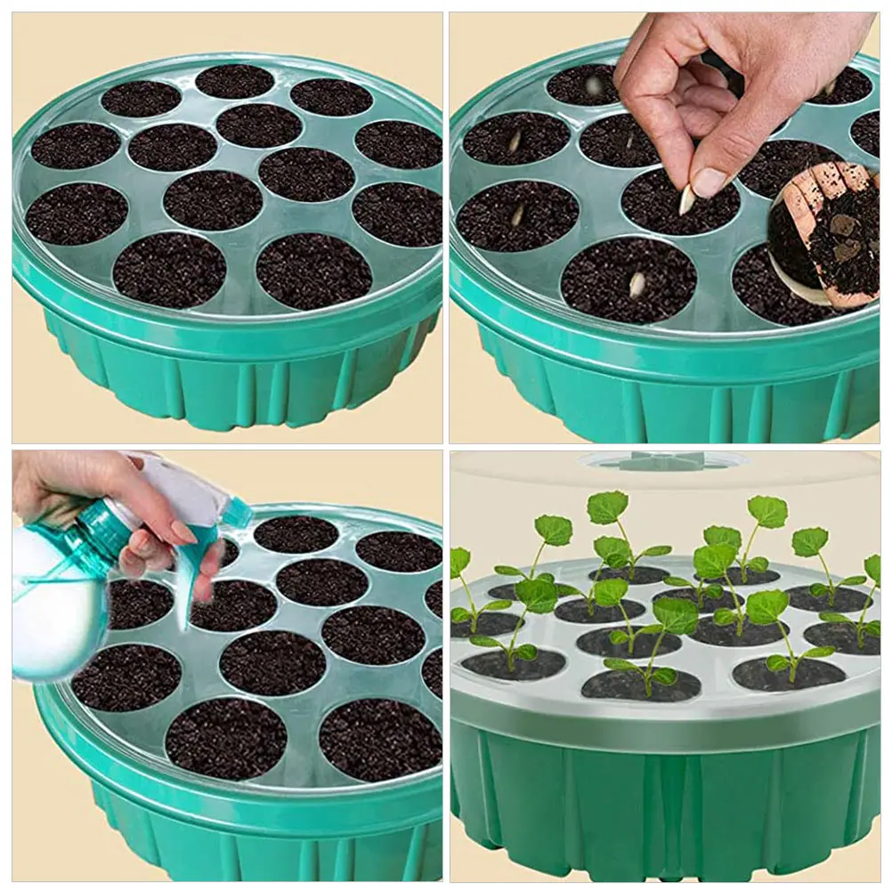 

2pcs 13 Holes Seedling Starter Tray Transparent Plant Growing Box For Indoor Garden Propagation Planting Container Gardening Box