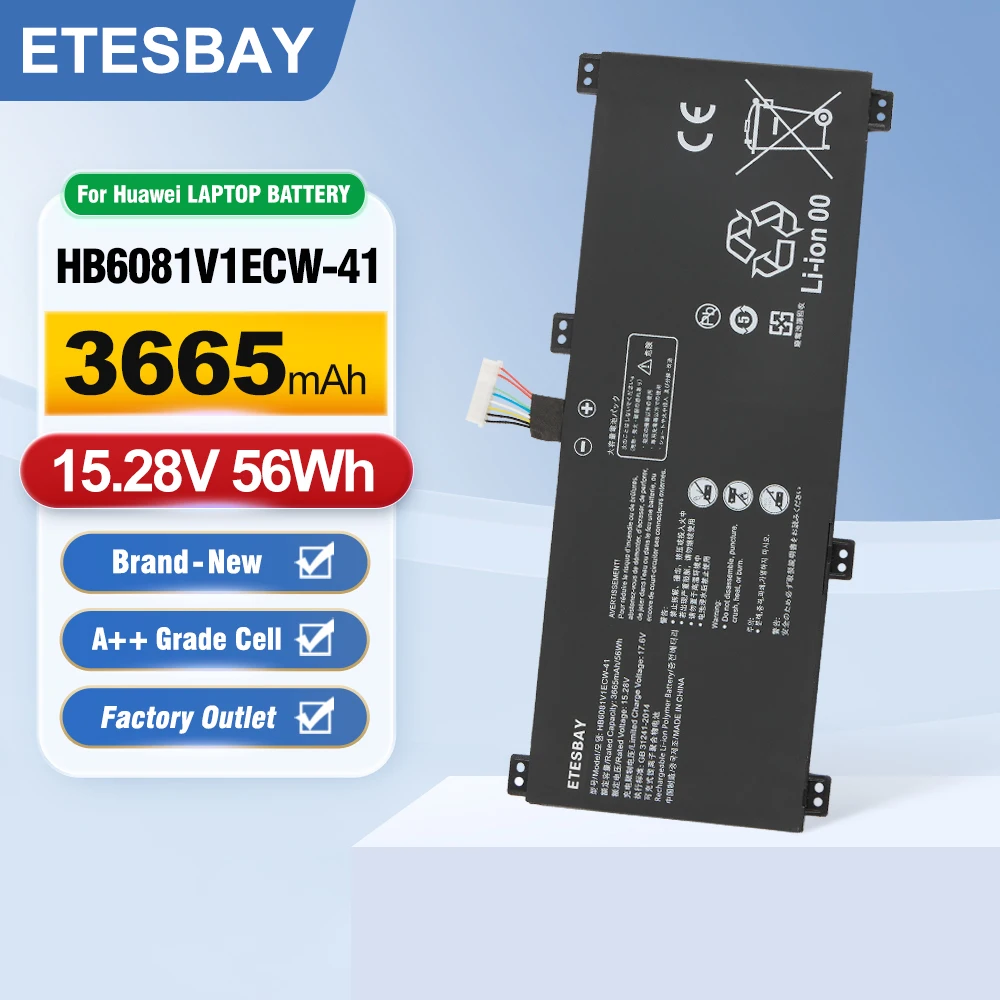 ETESBAY HB6081V1ECW-41 For Huawei Honor MagicBook Pro 2020 V700 MateBook D 16 HLY-W19RP HLY-W19RL  3665mAh 56WH Laptop Battery