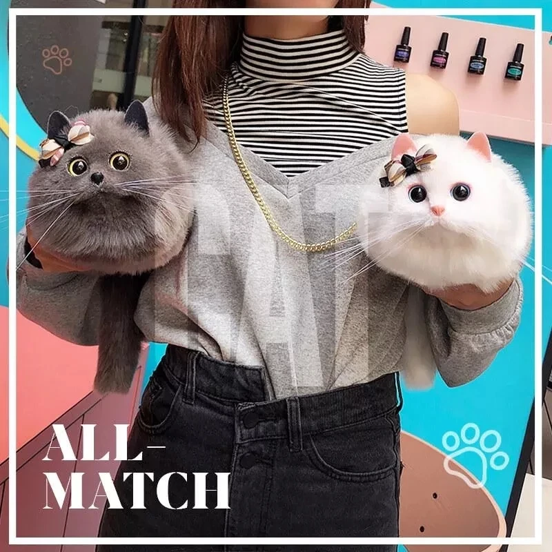 Plush Fashion Cute Cat Bag Plush Stuffed Animal Crossbody Bags Women Fashion Winter Soft Purse Cartoon Handbags Super Emulation