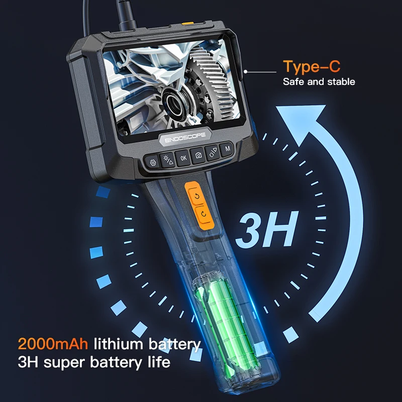 

8mm 360° 1080p Industrial Piping Automotive Controlled Rotary Endoscope Camera Rotation For Cars Mobile Inspection Tools