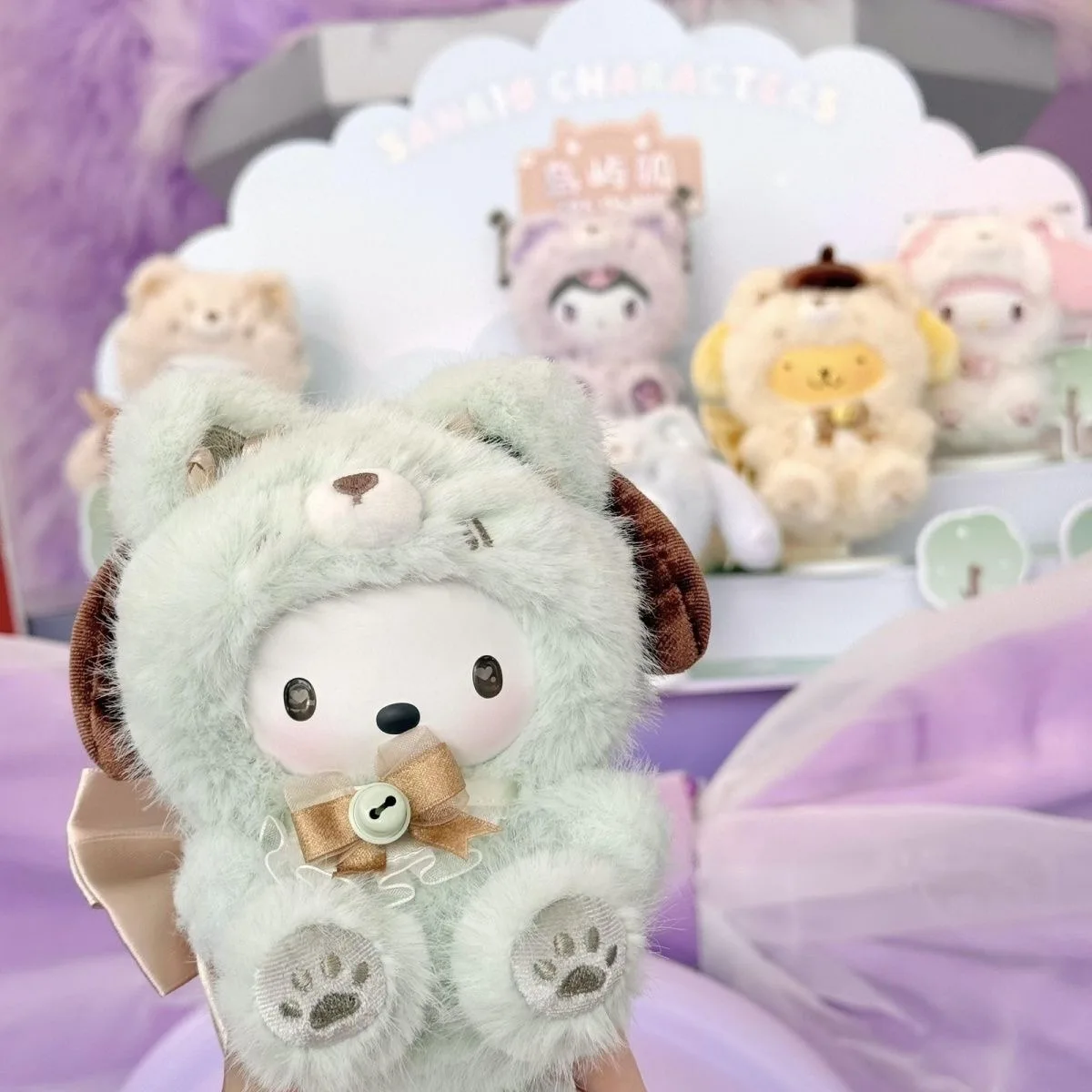 شخصيات مينيسو سانريو جزيرة الثعلب سلسلة قطيفة صندوق أعمى Pochacco سينامورول ميلودي كورومي أنيمي دمى الفينيل ديكور قلادة #6