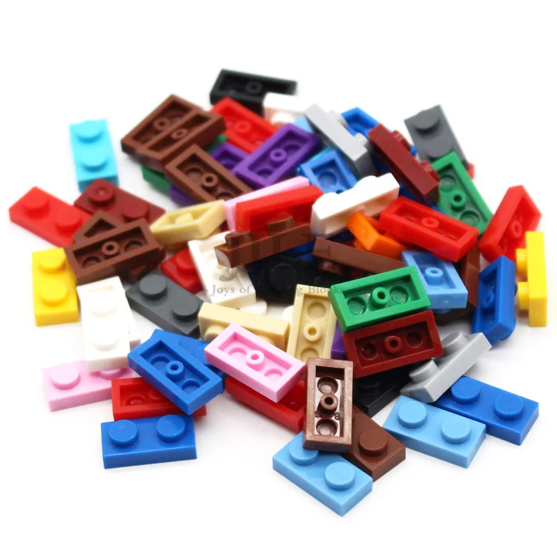 200pcs MOC 24 Color DIY Building Blocks Thin Figures Bricks Plate 1x2 Educational Creative Compatible with 3023 Children Toys