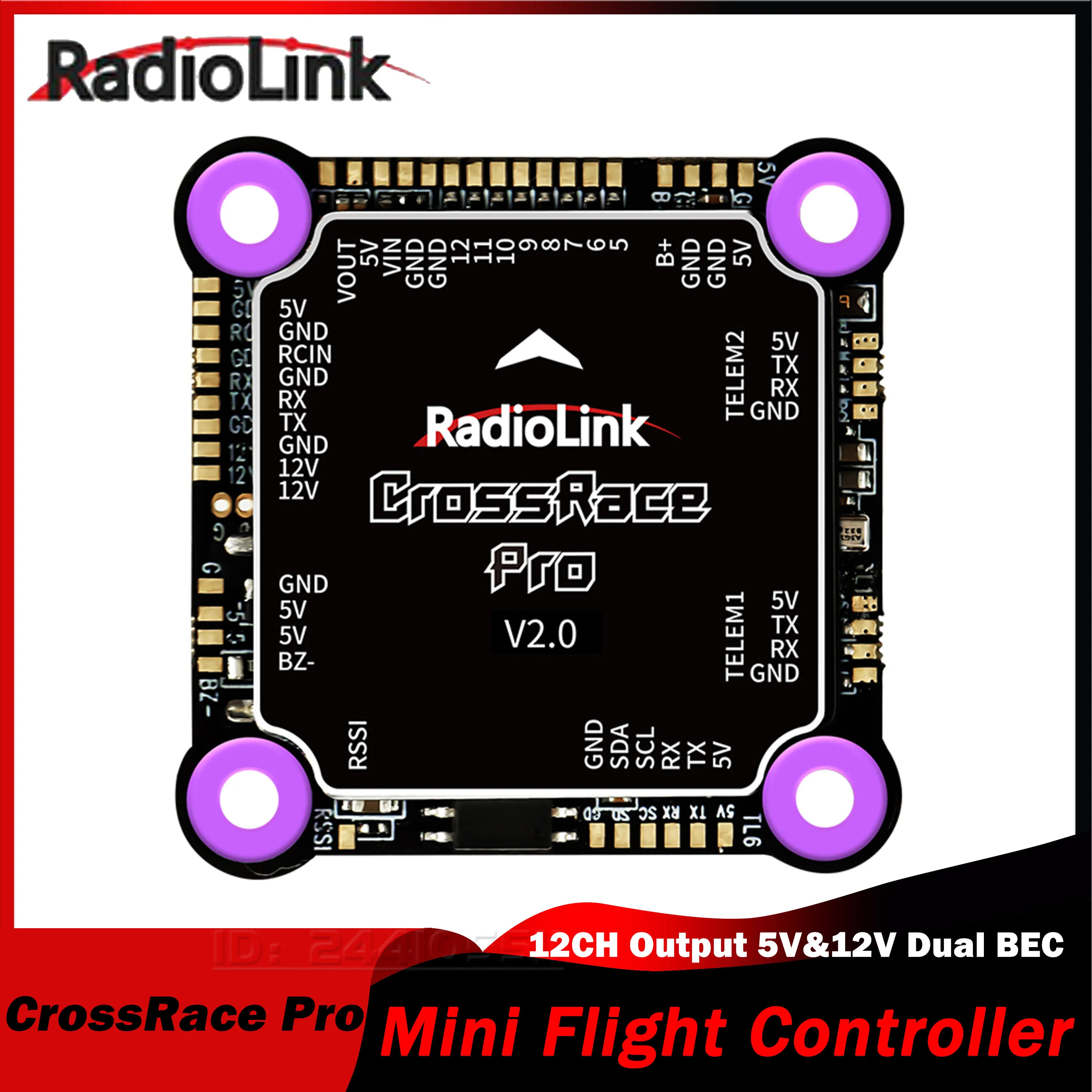 

Мини-контроллер полета RadioLink CrossRace Pro FC, 12 каналов, выходной экран, 5 В и 12 В, двойной BEC, встроенный для 2-8-осевого многороторного двигателя 4 в 1 ESC