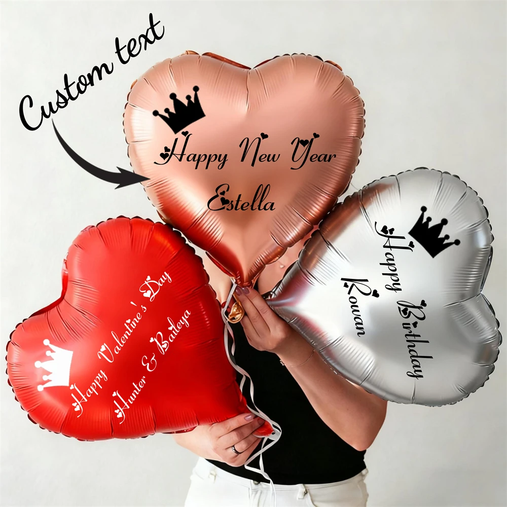 Custom Heart Balloon Customizable Personalized Name Text Home Party Decoration Crown Balloon Birthday Gift Custom Name Balloon