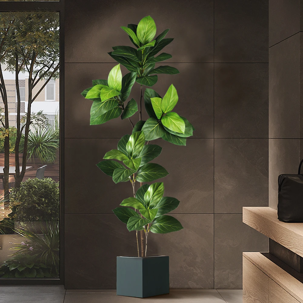 70-130cm Artificial Ficus Tree Plastic Rubber Tree Branch Tropical  Monstera Fake Magnolia Leaves For Home Office Wedding Decor