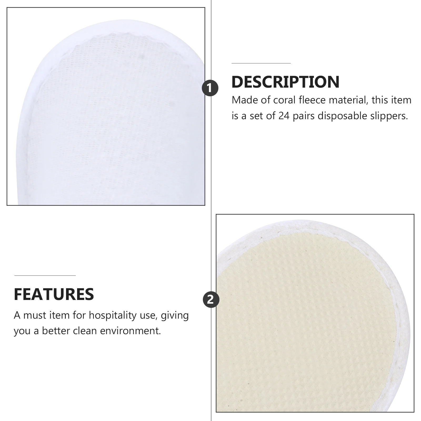 

24 Pairs Disposable Salon Slippers Coral Fleece White Non skid Lightweight Hotel Motel Spa Travel Airline Use Hairdressing