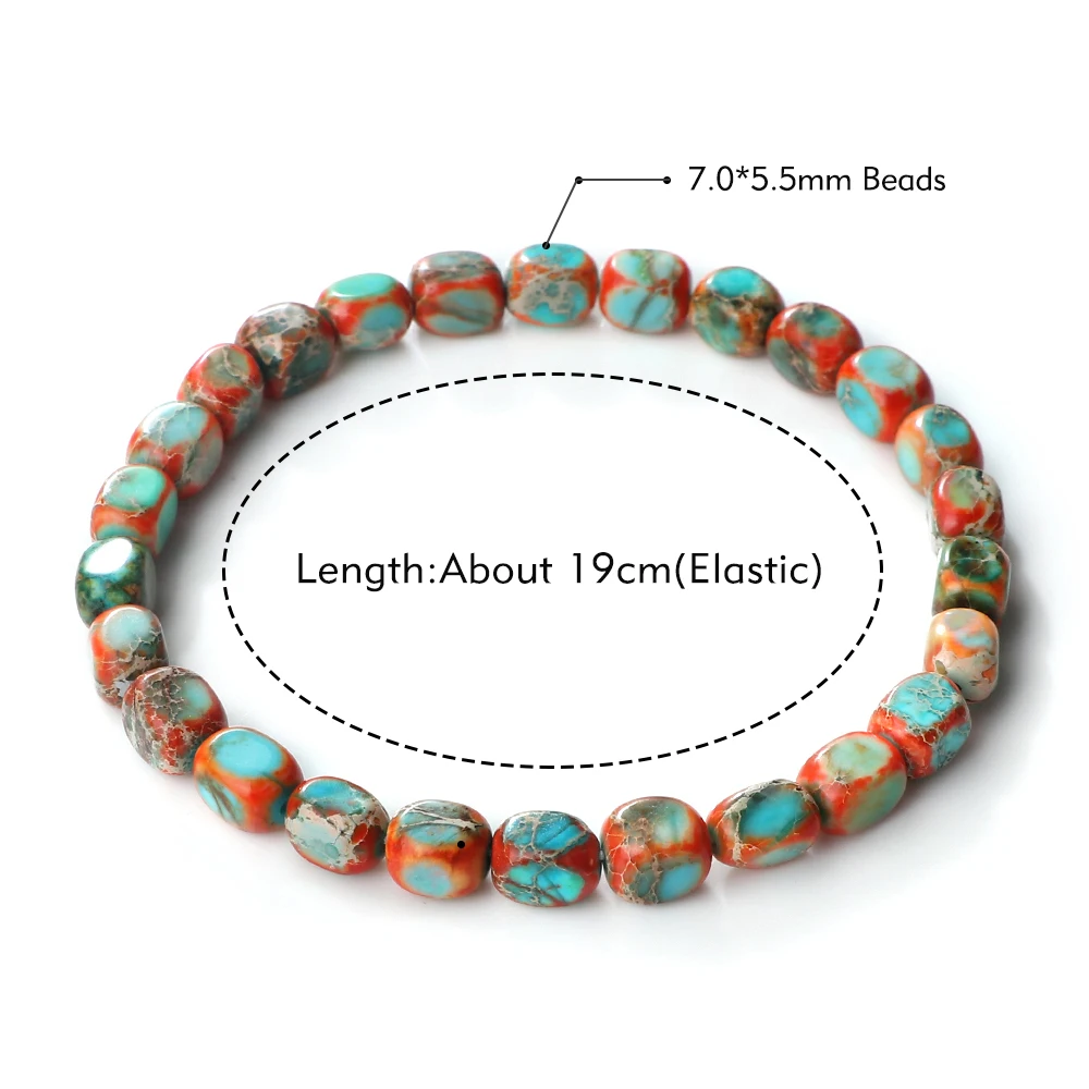 Vintage Emperor Stone Beaded Bracelets Natural Stone Charm Elastic Strand Bracelet & Bangle Bohemian Yoga Jewelry for Women Men