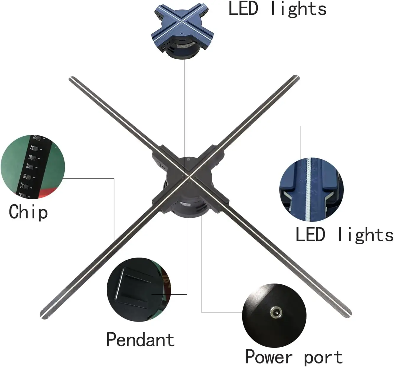 3DHologramFan Display Projector 2in Christmas tree with Bluetooth Versatile Picture Fan Spinner for Shops Bars Casinos Projector