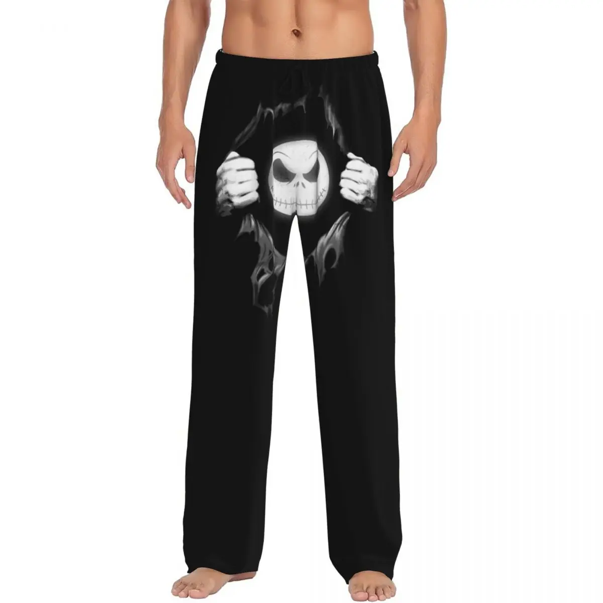 

Мужские пижамные штаны с рисунком черепа Джека на Хэллоуин, пижамные штаны с принтом Тима Бертона, рождественский фильм ужасов, одежда для сна, низ