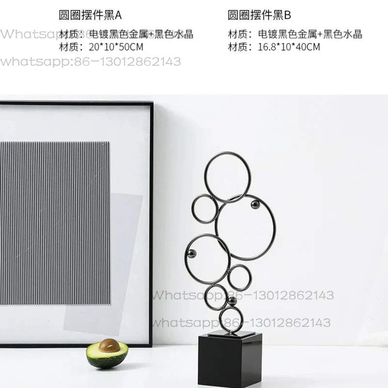 Modern Light Luxury Home Decor Electroplated Metal Circle Living Room TV Cabinet Creative Decorative Ornament