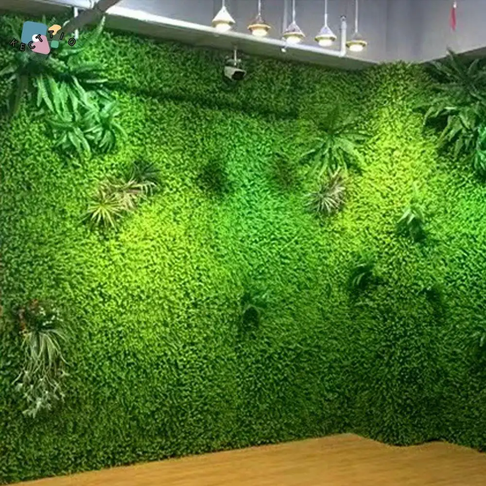

UV Resistant Artificial Grass Wall Panel 40*60cm Size Green Color Plastic Plant Wall Panel Square Shape Fake Green Grass Mat