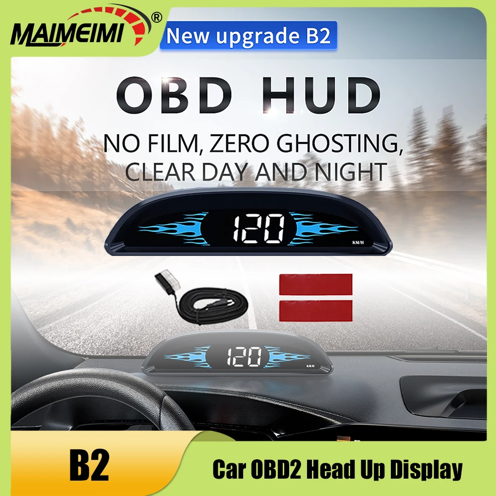 

Car Electronics Accessories B2 OBD2 Head Up Display Car HUD Digital Speedometer KMH Fuel Gauge Voltage Water Temp Meter W/ Alarm