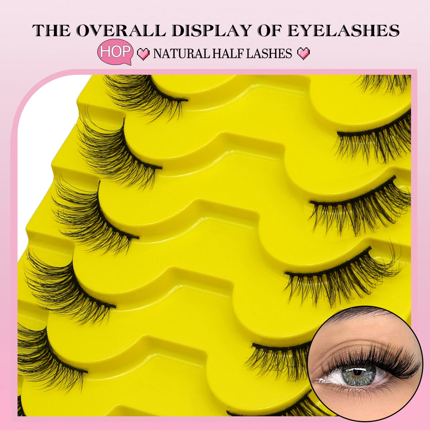 Veltrinay Mezze Ciglia Ciglia finte Effetto sollevamento coda dell'occhio Ciglia finte morbide sexy Trucco ciglia finte riutilizzabili di alta qualità