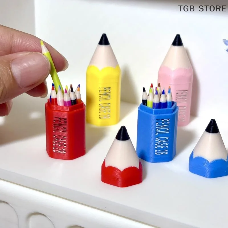 8/10/12개 미니어처 컬러 펜 미니 연필 학교 용품 모델 인형집 아이들 역할 놀이 장난감 인형집 액세서리