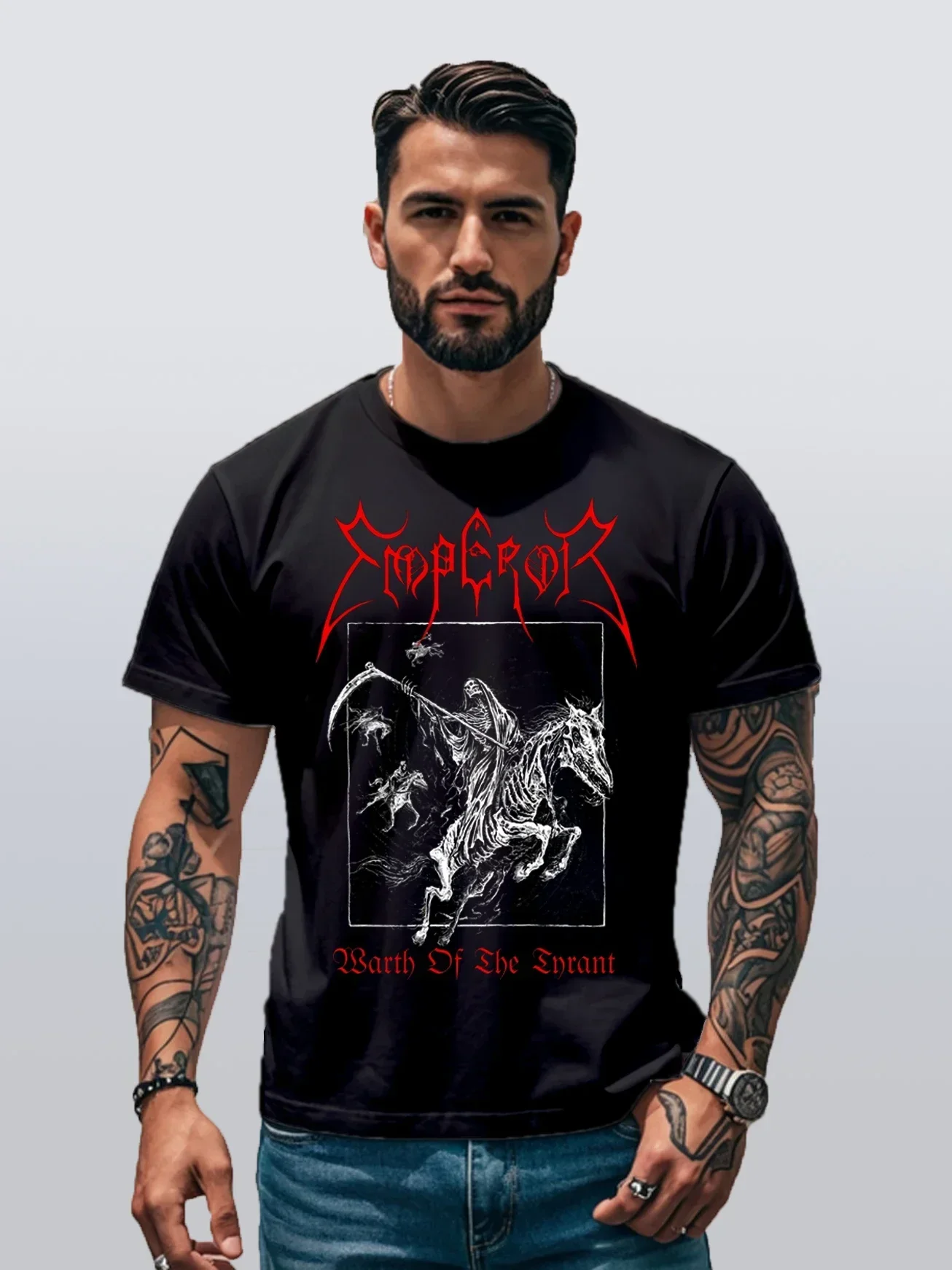 

Emperor Print T-shirt 2025 Men Women Cotton Gothic Band T Shirt Black Metal Rock Dark American Retro T Shirt Streetwear