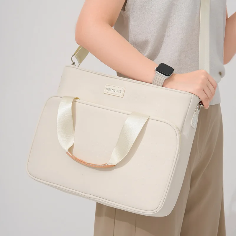 Korean Style Simple Laptop Bag Multiple Compartments Large Capacity Laptop Protection Bag Commuting Class Crossbody Briefcase