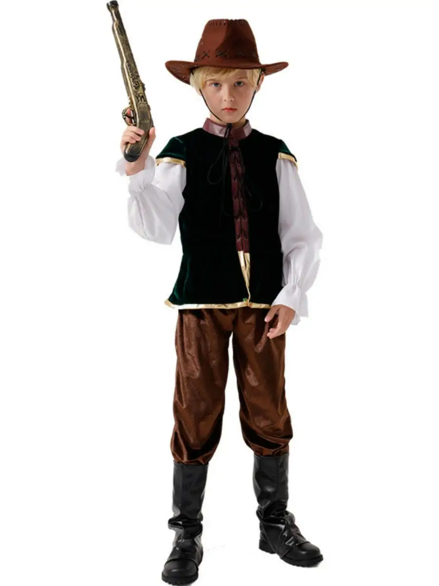 Novo traje medieval de performance de palco pirata role play roupas étnicas para crianças médias e grandes