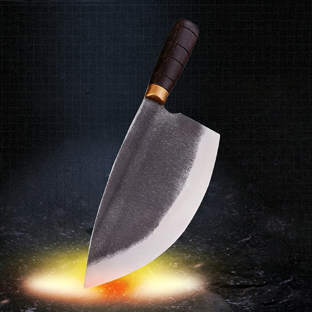 8.5 Inch Chopping Knife Spring Steel Blade Butcher Chopper Handmade Forged Kitchen Knives Chop Big Bone Meat And Poultry Tools