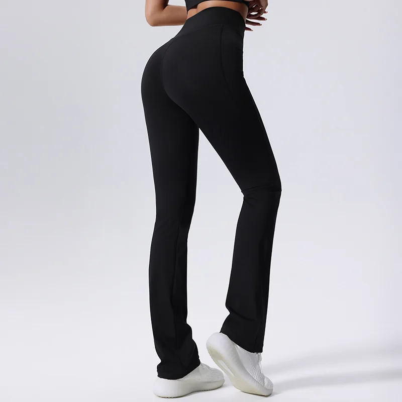 New Flare Leggings Yoga Pants Women High Waist Breathable Wide Leg Pants Gym Sports Slim Flared Tight Pants Dance Trousers