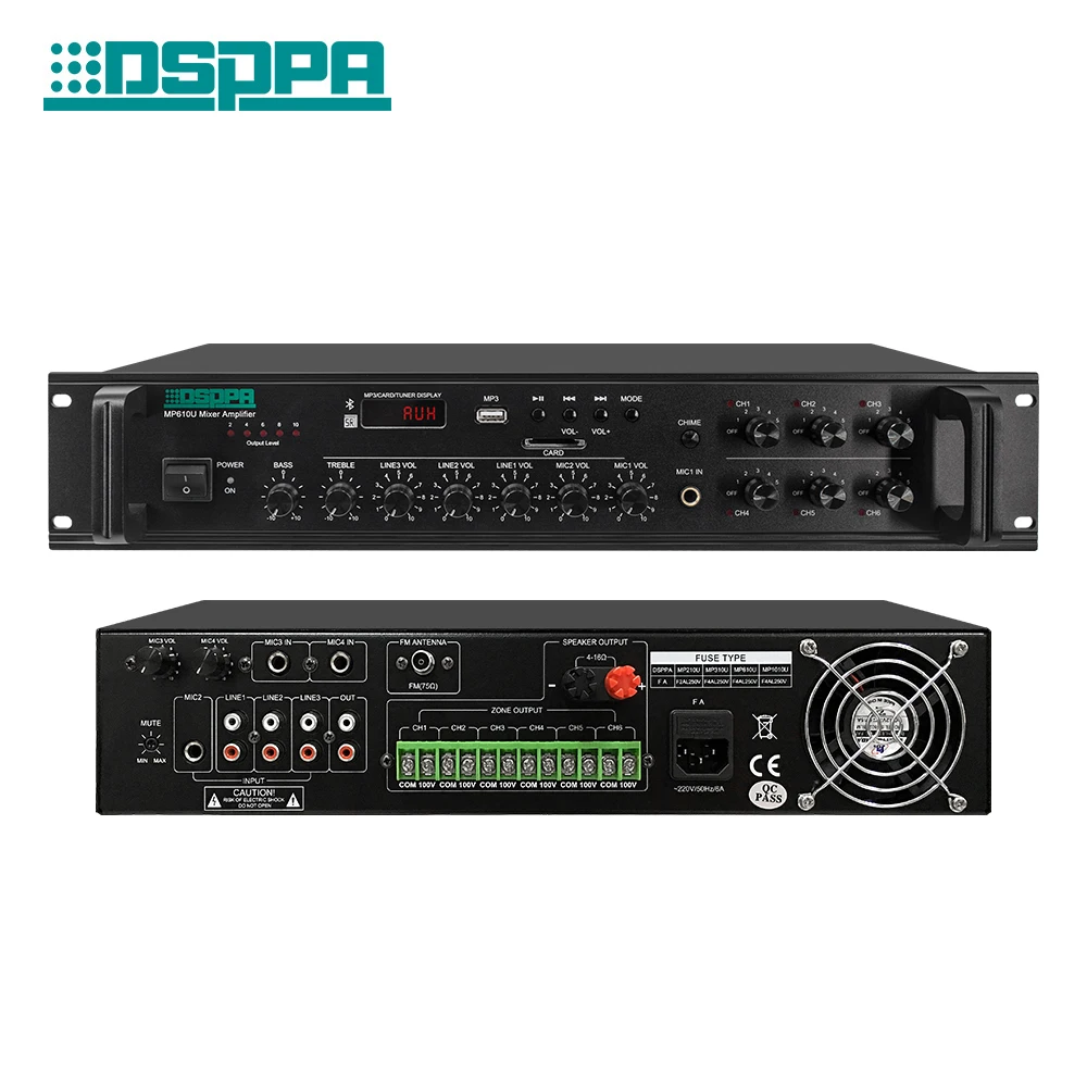 Public Address 250W 6 Zone Pa Amplifier Pa System Audio Power Amplifier For Sale