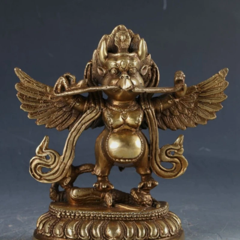 Chinese Brass Tibetan Buddhism Handwork Carved Garuda Bird Buddha Statue New